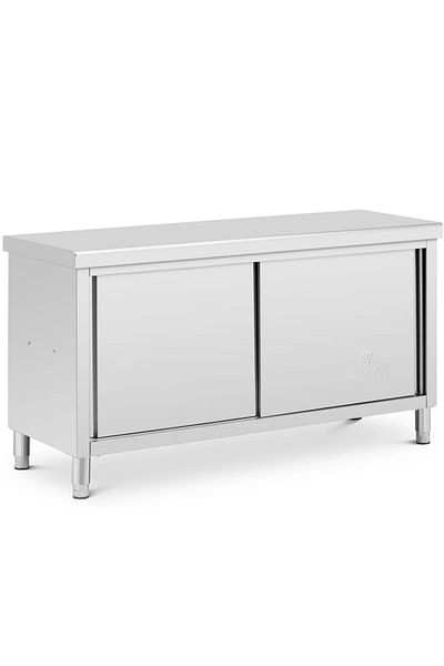 Royal Catering Stół blat roboczy centralny z szafką przelotową STAL 160 x 60 cm