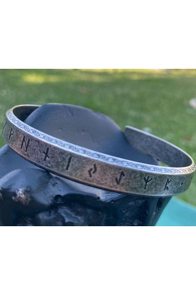 Viking Nordic Mythology Runic Alphabet Tarnish&Rust Free Adjustable 316L Steel Bracelet