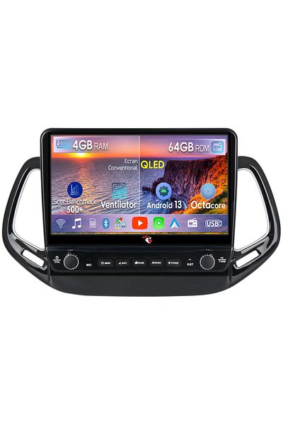 navi-it Navigatie dedicata Compass 2016-2018 cu butoane rotative model 2024, 4 GB RAM 64 ROM, Quadcore, Andr