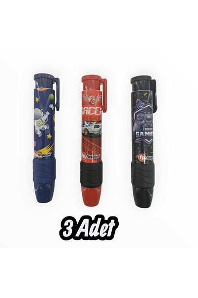 TMN Fixpoint -3 Pieces- Automatic Pastel Car Astronaut Console Themed Men's Set Rocket Eraser (P-1307)