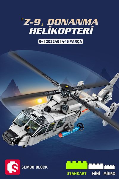 Sembo Block Z-9 Navy Helicopter Building Block Set 449 Pieces