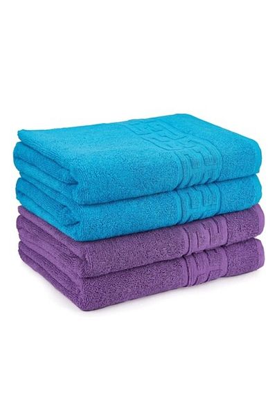 OEM Set 4 Towels Purple, Turquoise 70x140cm 100% Cotton 550gr