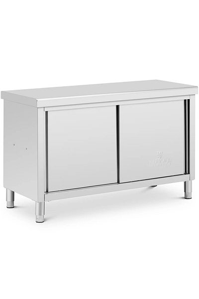 Royal Catering Stół blat roboczy centralny z szafką przelotową STAL 140 x 60 cm