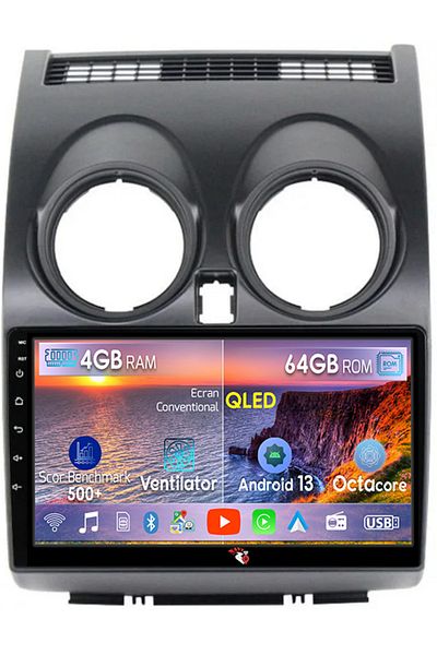 navi-it Dedicated navigation for Nissan Qashqai 2006-2013, 4GB RAM 64GB ROM, Octacore, Android 13, 9" QLED display