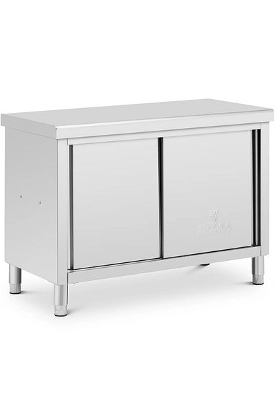 Royal Catering Stół blat roboczy centralny z szafką przelotową STAL 120 x 60 cm