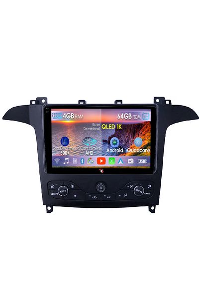 navi-it Navigatie dedicata Ford S-Max 2007-2008, 4GB RAM 64GB ROM, Octacore, Android 14, Display QLED 1K 9",