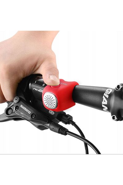 shumee Dzwonek rowerowy elektroniczny w obudowie silikonowej - czerwony