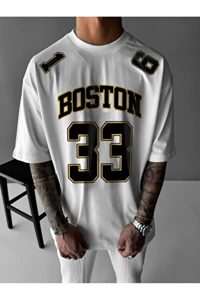 AN Trend Moda Boston Number 33 Jersey T-Shirt for Men - Pink Comfortable Summ...