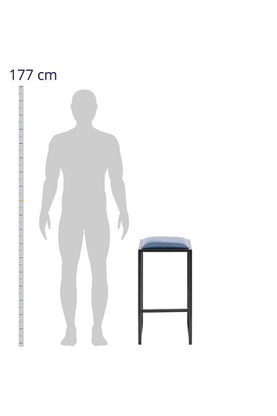 Royal Catering Stołek barowy hoker metalowy loft z tapicerką czarno niebieski - 2 szt.