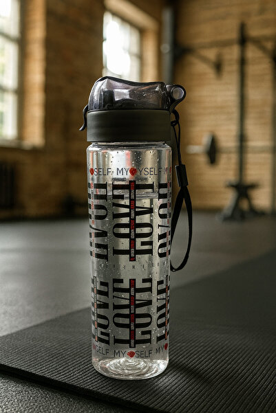 SİHİRLİ AYAKLAR Transparent Motivational Flask Water Bottle'My Self Love' Patterned Flask 500 ml Bpa Free