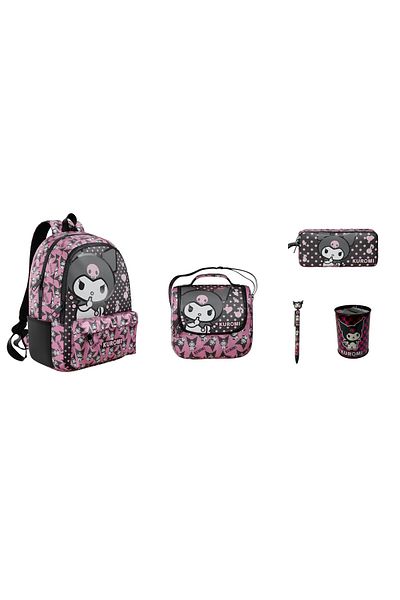 GENC DIJITAL BASKI Kuromi 2025 Year Original New Season School Bag Set (5 Pieces)