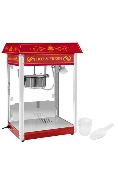 Royal Catering Profesjonalna wydajna maszyna do popcornu nastawna 230V 1.6kW czerwona