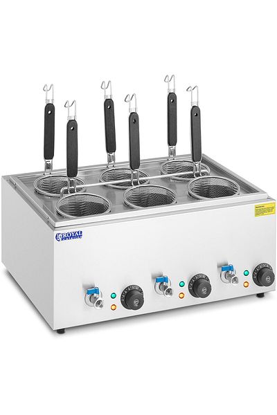 Royal Catering Makaroniarka warnik do gotowania makaronu z kranikami 6 koszy 3 x 6,5 l 3000 W