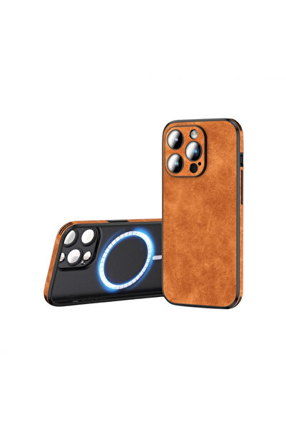 OEM -Leather Protective Case with MagSafe for iPhone 14 Pro, Brown