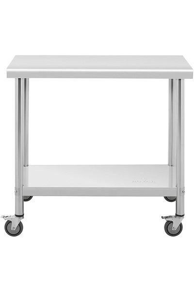 Royal Catering Stół metalowy gastronomiczny na kółkach z półką STAL 70 x 100 cm