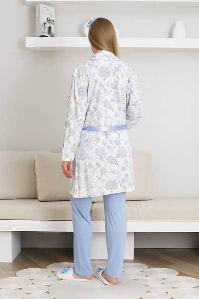 ERDENİZ TEKSTİL Set pijamale de maternitate cu model și rochie de dormit / țesătură bumbac-viscoză / ajustare în talie