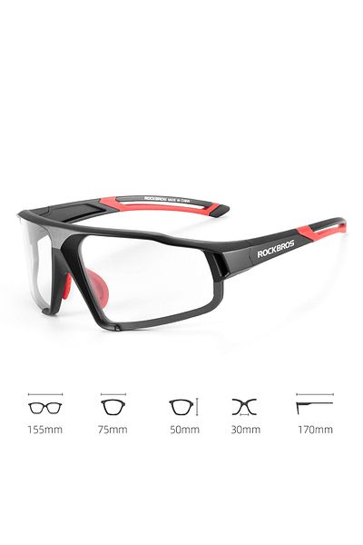 shumee Okulary rowerowe fotochromowe UV400 z etui SP216BK - czarno-czerwone