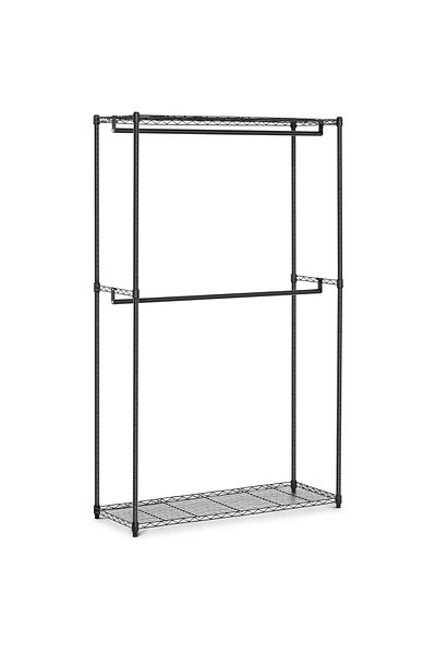 Royal Catering Suport de haine din sârmă pentru dulap, 2 rafturi, 2 umerașe, 120 x 45 x 180 cm, până la 200 kg