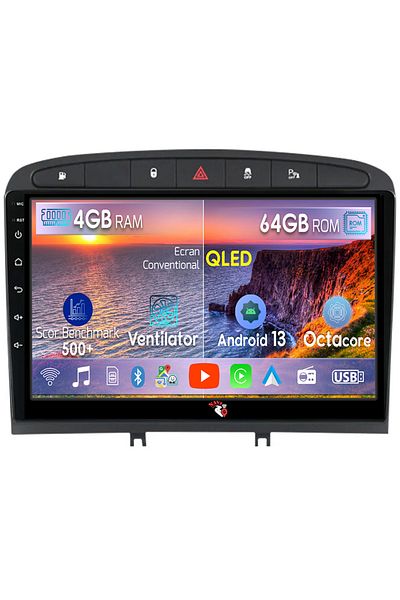 navi-it Navigatie dedicata Peugeot 408 Black, 4GB RAM 64GB ROM, Octacore, Android 13, Display QLED 9", DSP,