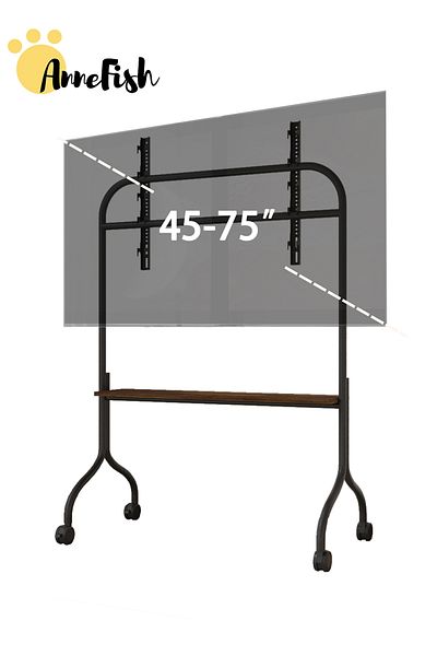 AnneFish Mobile TV Cart Easel Rolling TV Stand for up 75 Inch Screen Portable Floor TV Stand Locking Wheels