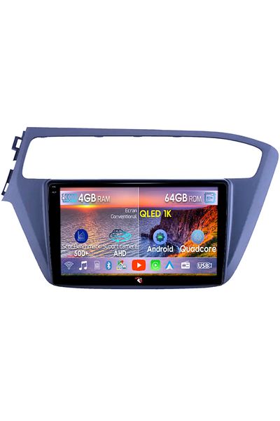 navi-it Dedicated navigation for Hyundai i20 2017-2018, 4GB RAM 64GB ROM, Octacore, Android 14, 9" QLED 1K Display