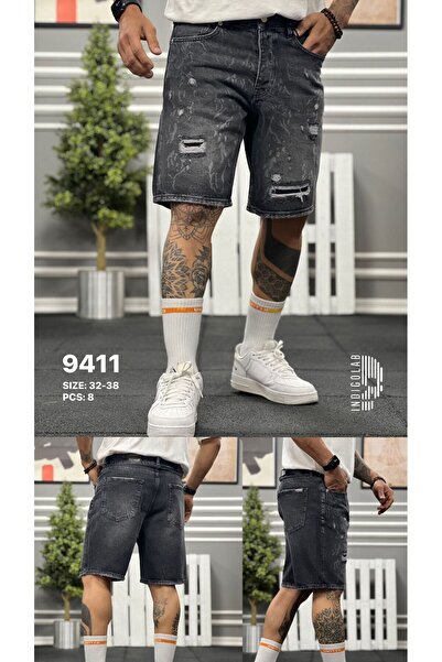INDIGOLAB Erkek Siyah Baggy Denim Şort