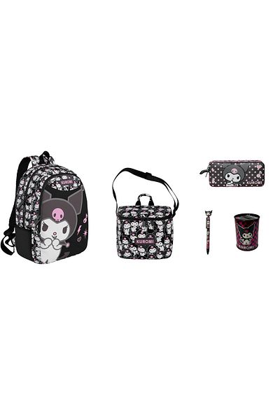 GENC DIJITAL BASKI Kuromi 2025 Year Original New Season School Bag Set (5 Pieces)