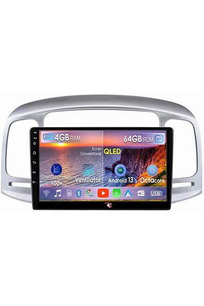 navi-it Navigatie dedicata Hyundai Accent 2006-2011, 4GB RAM 64GB ROM, Octacore, Android 13, Display QLED 9"