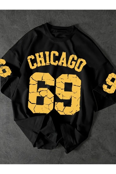 LOTS MODA Ανδρικό μπλουζάκι Chicago 69 Graphic - Μαλακό πολυεστερικό μπλουζάκ...