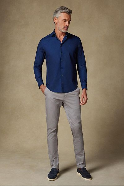 Abbate Chino Twill Cotton Blend Slim Fit Gray Men's Straight Trousers