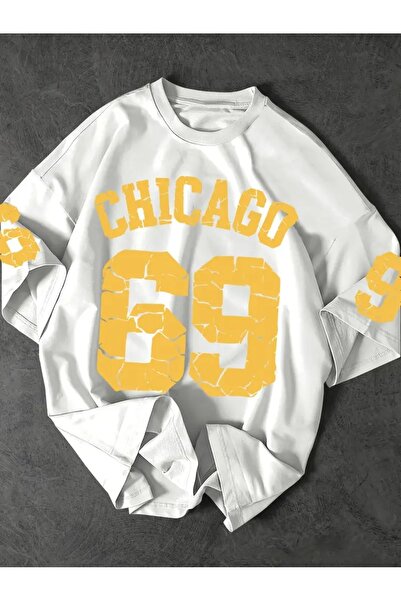 LAND MODA Ανδρικό μπλουζάκι Chicago 69 Graphic - Μαλακό πολυεστερικό μπλουζάκ...