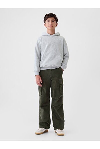 GAP Erkek Çocuk Haki Soft Stretch Kadife Kargo Baggy Jean Pantolon
