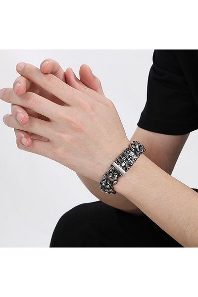 Viking Skull Rock Style Tarnish&Rustproof 316L Steel Bracelet