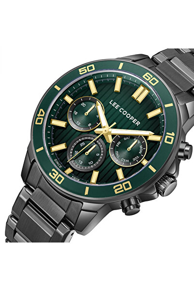 Lee Cooper Lc08106.070 Men's Wristwatch |   Green Dial, Multifunction, Metal Cord