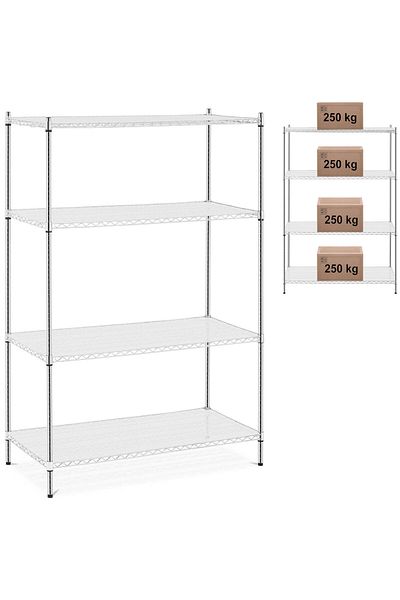 Royal Catering Raft de atelier din sârmă cu 4 rafturi + 4 covorașe până la 1 t 1000 kg 120x60x180 cm