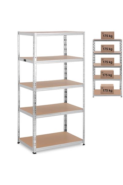 MSW Raft metalic de depozitare cu 5 rafturi 875 kg 90 x 60 x 180 cm gri