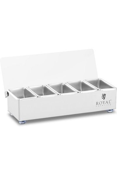 Royal Catering Pojemnik organizer barmański na dodatki do drinków z pokrywką 5 x 0,4 l