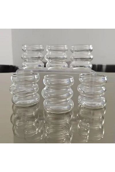 Yenimiyeni Set of 6 Borosilicate Heat Resistant Coffee Side Ring Shaped Cups Presentation Cups