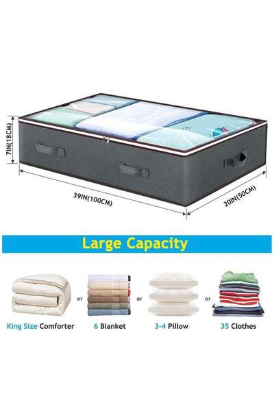 COOYA 90L Underbed Organiser, Toy and Wrapping Paper Organiser with Clear Window and Handles Pack of 4