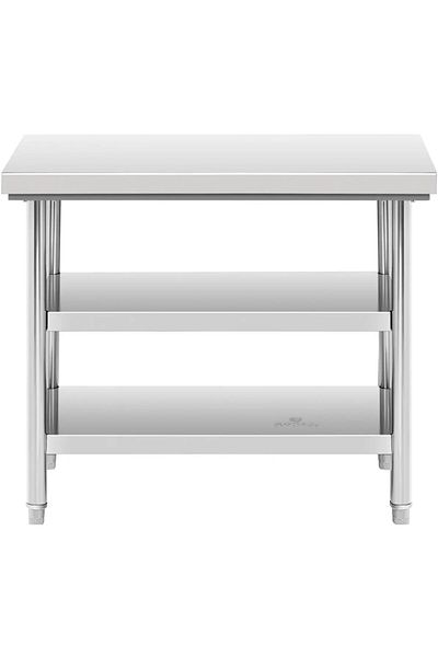 Royal Catering Stół blat roboczy centralny stalowy 2 półki 100 x 60 cm do 600 kg