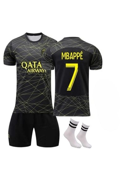 rüya vadisi Copy - 22/23 Season Psg. Mbappe Special Design Black-Gold Kids Football Jersey 3 Pieces