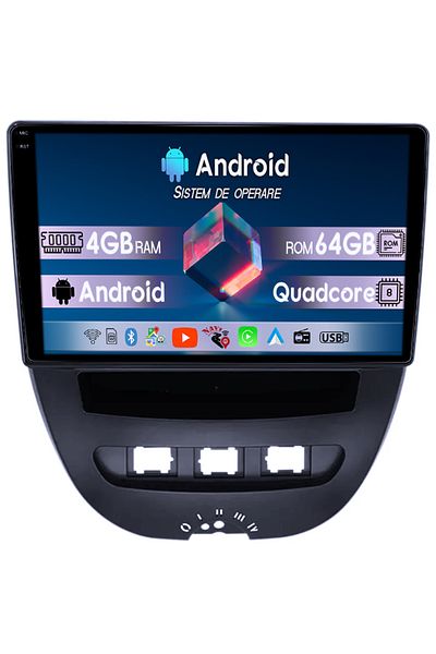 navi-it Navigatie dedicata Peugeot 107 2009-2015, 4GB RAM 64GB ROM, Quad Core, Display 10" QLED 1K, Carplay,