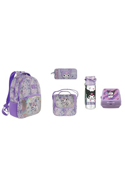 GENC DIJITAL BASKI Kuromi 2025 Year Original New Season School Bag Set (5 Pieces)