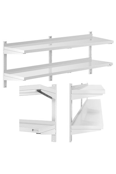 Royal Catering Raft dublu reglabil pentru catering, suspendat pe perete, din OȚEL, 150 x 40 cm