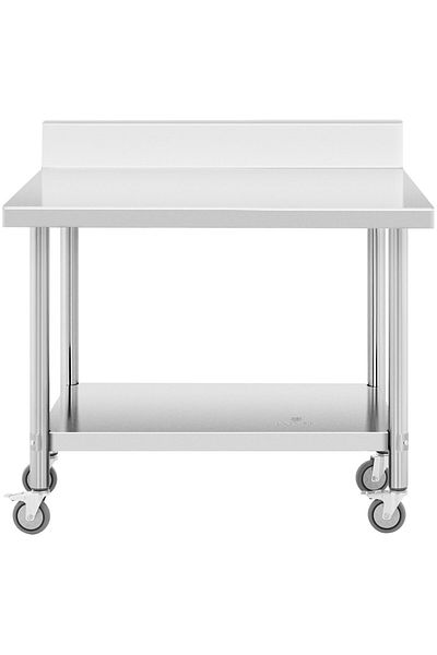 Royal Catering Stół blat roboczy przyścienny z rantem na kółkach 1 półka 100 x 60 cm do 155 kg