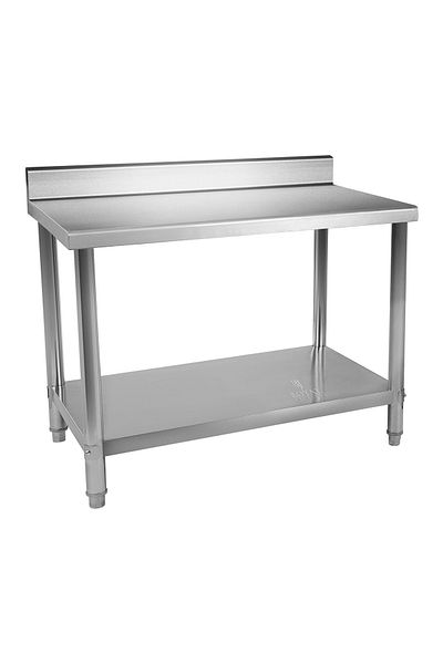 Royal Catering Stół blat roboczy gastronomiczny przyścienny z rantem Stal nierdzewna 100x70cm