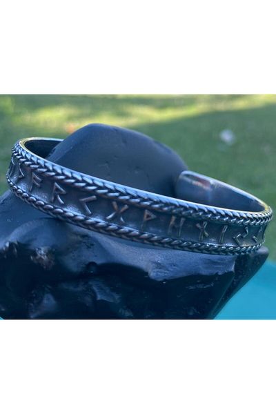 Viking Nordic Mythology Runic Alphabet Tarnish&Rust Free Adjustable 316L Steel Bracelet