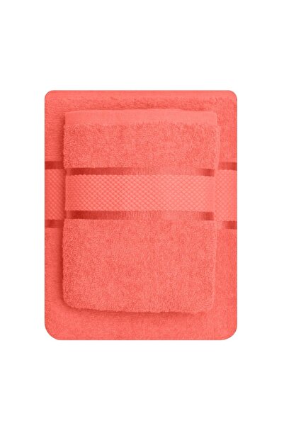 OEM Set 2 Bath Towels, Cotton, 400g/m², 50x90cm/70x135cm, Coral