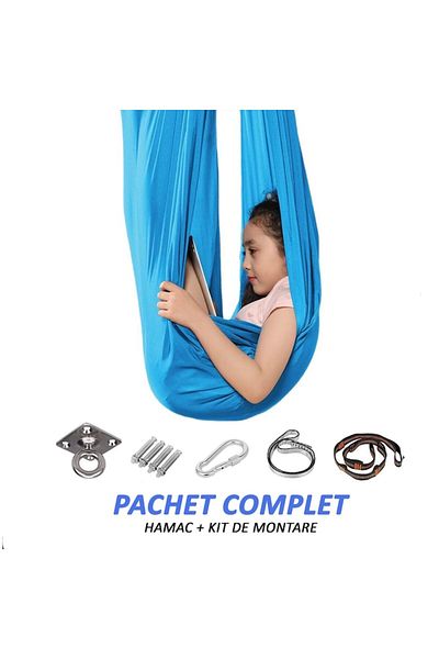 OBRALIX Elastic Hammock, Swing, Sensory Therapy, Complete Kit, Max 99 kg, Light Blue