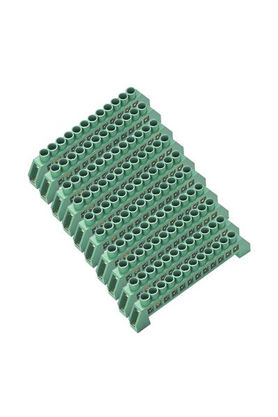 flores Set of 10 electrical terminal blocks, green, 12 holes